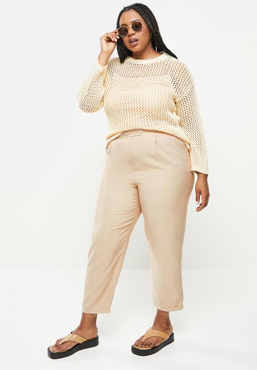 Me&B - Plus tapered leg pant - stone