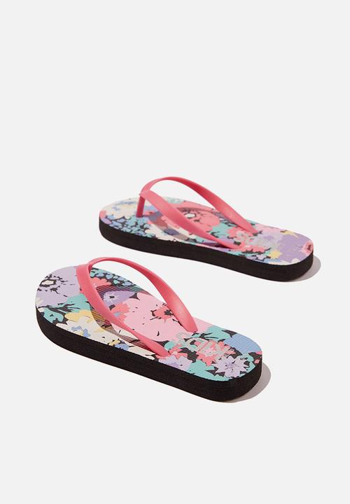 Cotton On - Printed flip flop - phantom flower garden