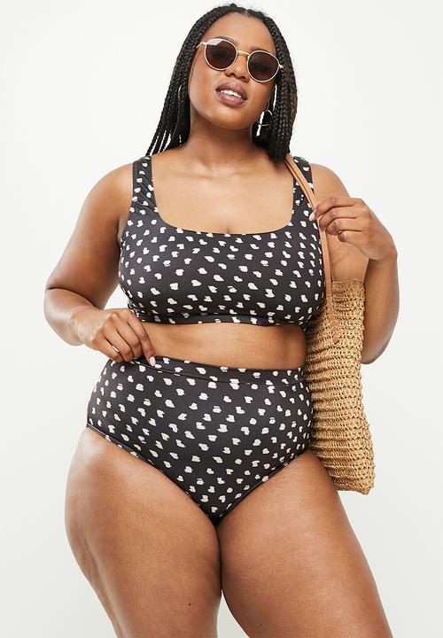 Me&B - Plus high waisted bikini bottom - black 