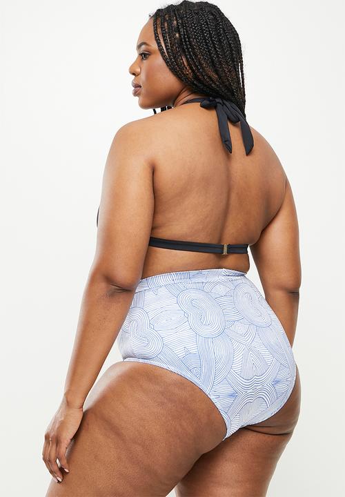 Me&B - Plus high waisted bikini bottom - blue 