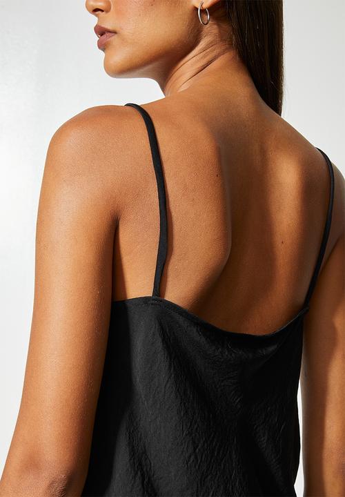 VELVET - Satin cowl neck cami blouse - black