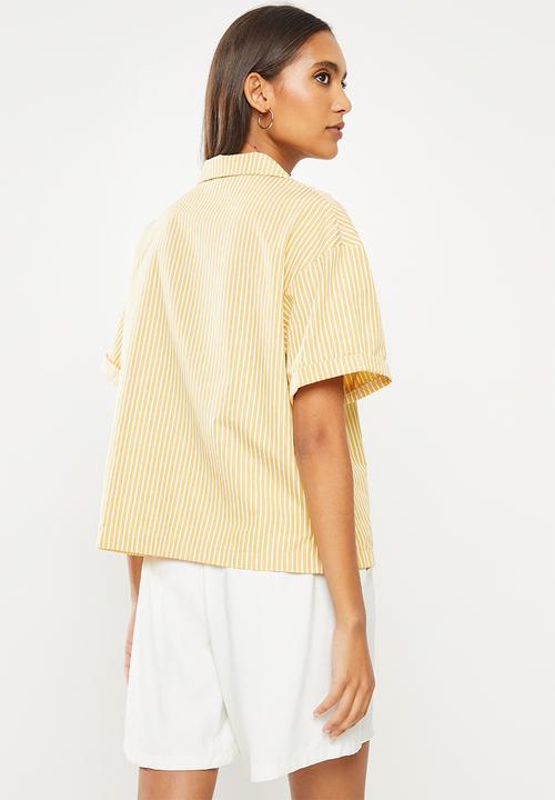 Me&B - Rivier collar essential shirt - yellow & white