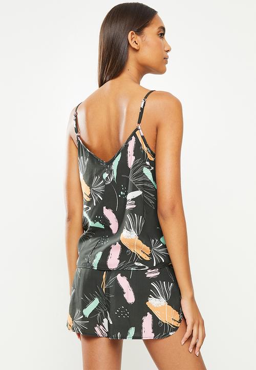 Superbalist - Sleep cami & shorts set - line work art flower
