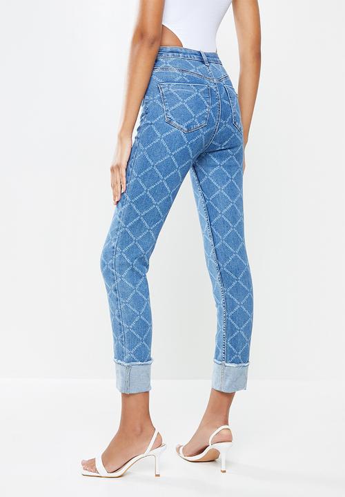 SISSY BOY - Axel skinny colour denim with print - sky blue