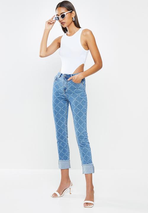 SISSY BOY - Axel skinny colour denim with print - sky blue
