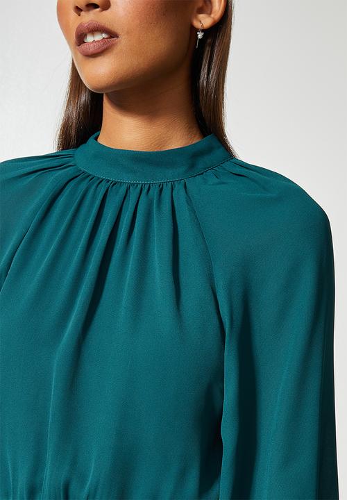 VELVET - Open back mini tea dress - blue