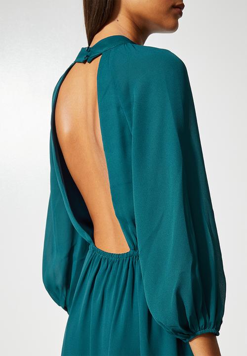 VELVET - Open back mini tea dress - blue
