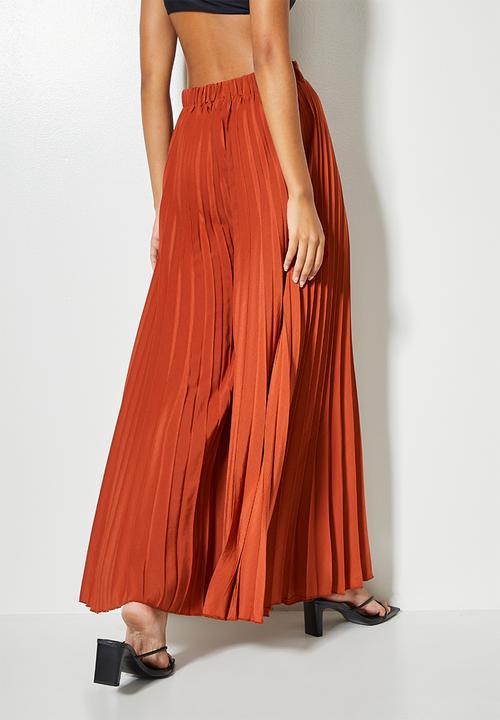 VELVET - Pleated palazzo - bombay brown
