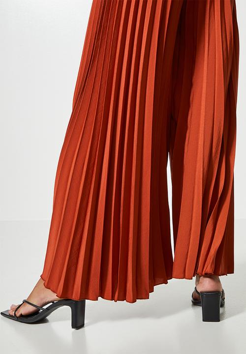 VELVET - Pleated palazzo - bombay brown