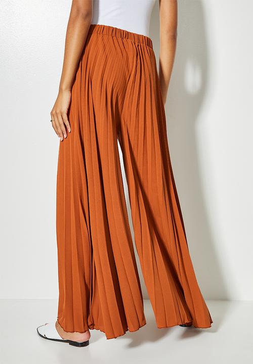 VELVET - Pleated palazzo - rust