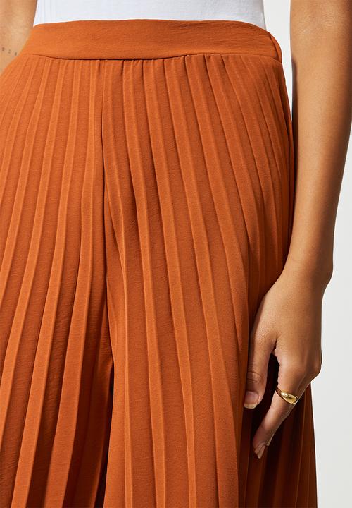VELVET - Pleated palazzo - rust