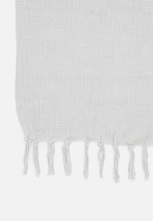 H&S - Slub fringed cotton throw - grey