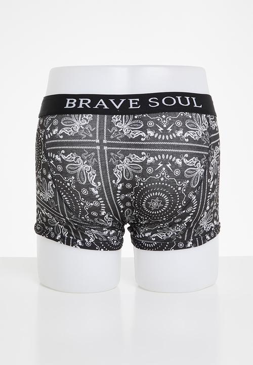 Brave Soul - 3 pack paisley printed boxers - black & red