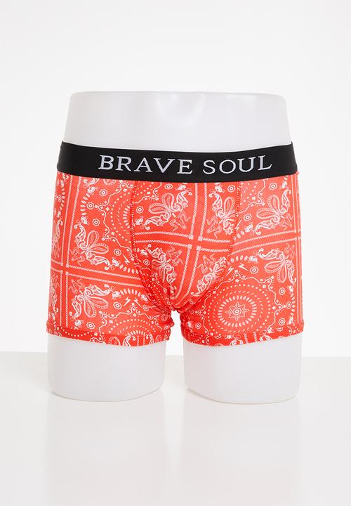Brave Soul - 3 pack paisley printed boxers - black & red