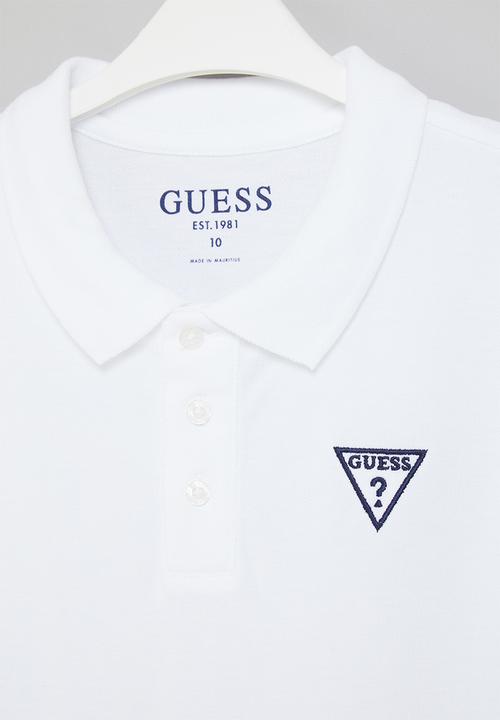 GUESS - Short sleeve guess core embroider golfer - true white