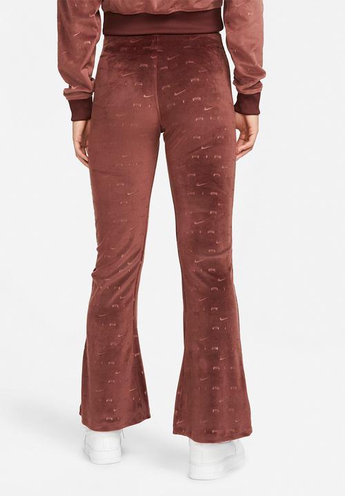 Nike - W nsw air velour mid rise pants - brown