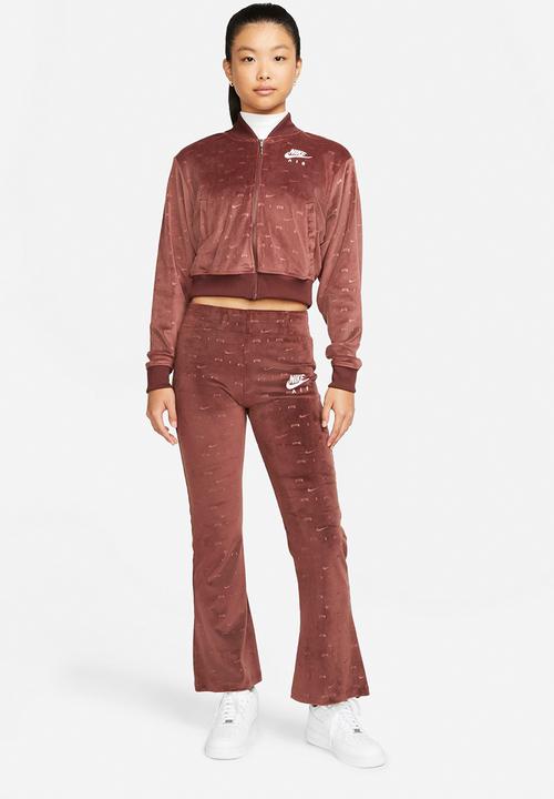 Nike - W nsw air velour mid rise pants - brown