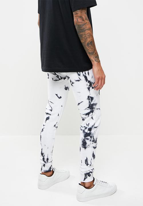 Brave Soul - Tie dye joggers - black & white