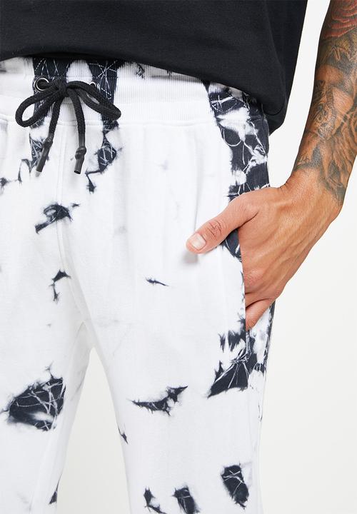 Brave Soul - Tie dye joggers - black & white