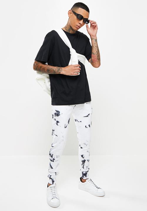 Brave Soul - Tie dye joggers - black & white