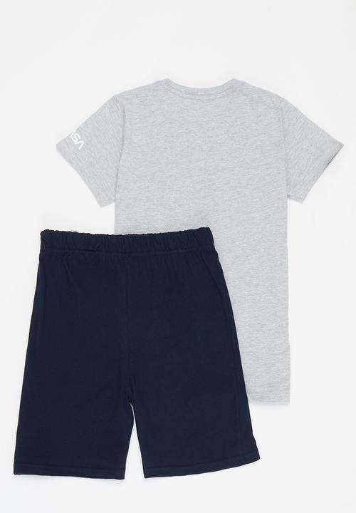 Superbalist - NASA tee & shorts pj set - navy & grey