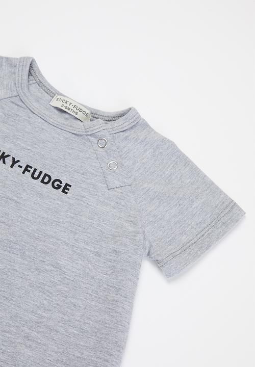Sticky Fudge - Short sleeve baby grow - grey 