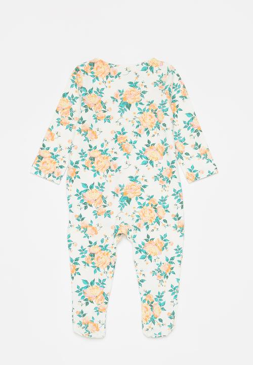 Cotton On - 2 pack long sleeve zip romper - indigo/vanilla whitby floral