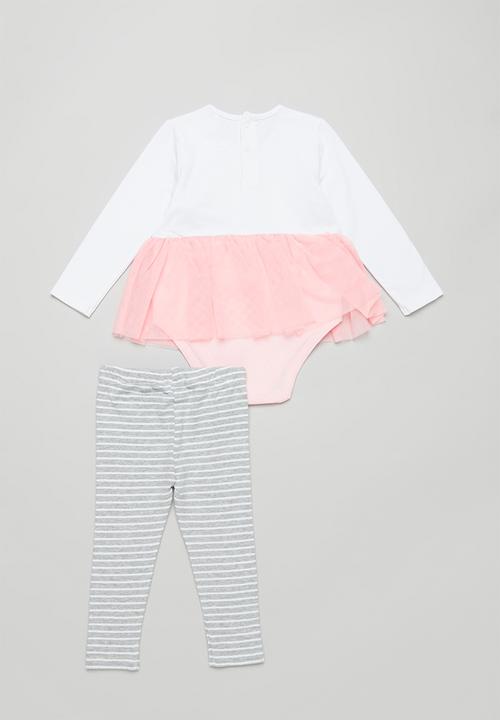 GUESS - Bodysuit dress & leggings - white & pink