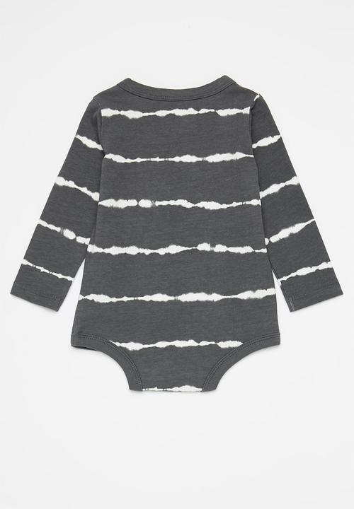 Cotton On - 3 pack long sleeve bubbysuit - dust storm + rabbit grey + smashed avo linear
