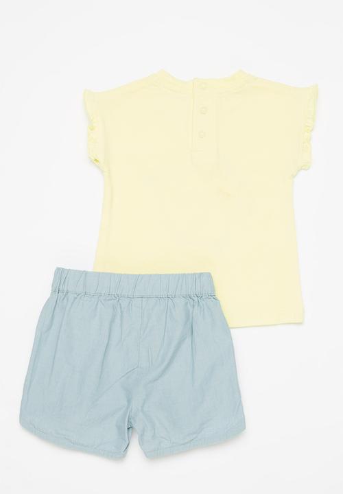 GUESS - Tee and shorts set - yellow & blue 