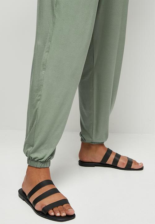 edit - Deep v-neck harem jumpsuit - dusty fatigue