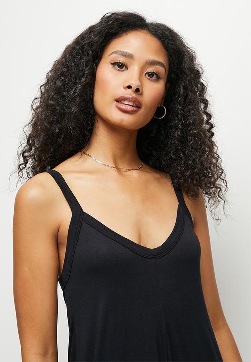 edit - Deep v-neck harem jumpsuit - black