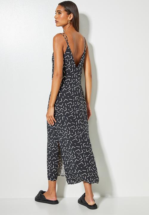 Superbalist - V-neck colomn dress - black & white 