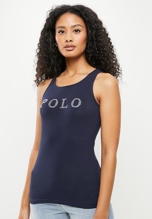 POLO - Carly sleeveless rhinestone T-shirt - navy