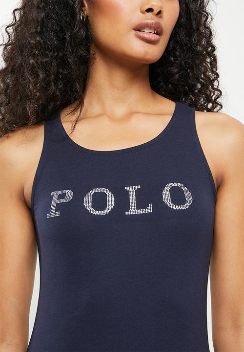 POLO - Carly sleeveless rhinestone T-shirt - navy