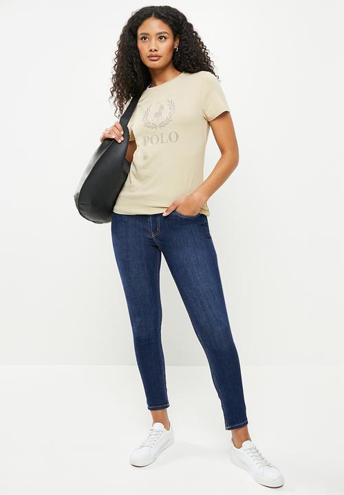 POLO - Chiara short sleeve nailhead logo T-shirt - stone