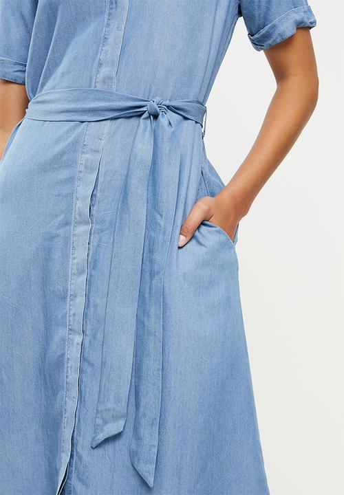 POLO - Denmark short sleeve button through dress - chambray