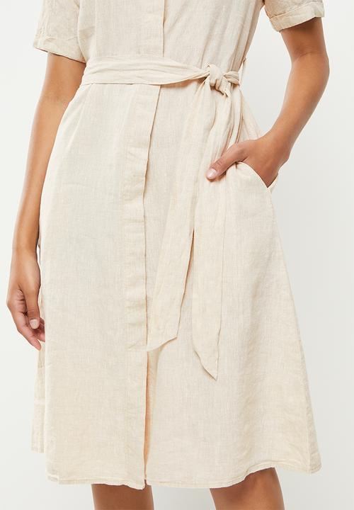 POLO - Blakely short sleeve button through dress - stone