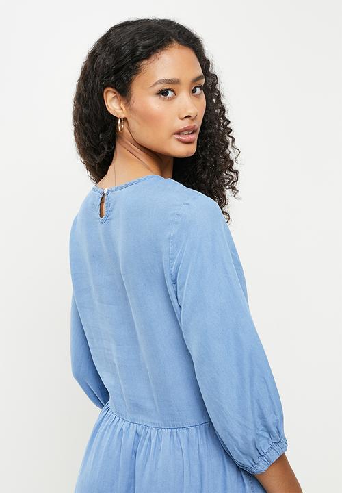 POLO - Danica mid-sleeve tiered dress - cobalt