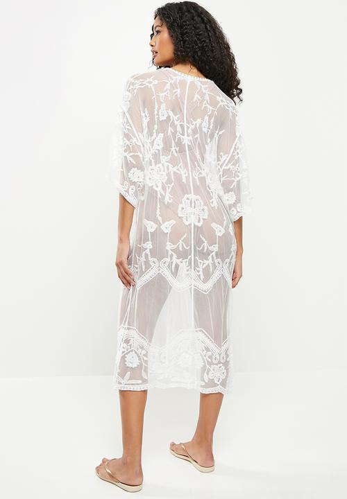 dailyfriday - Midi embroided kaftan - white