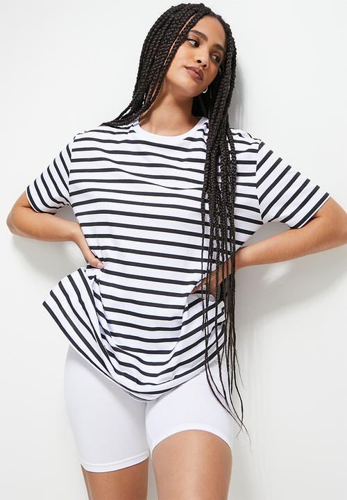 Blake - Oversized striped tee - black & white