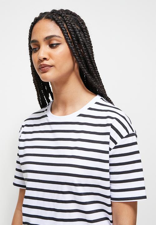 Blake - Oversized striped tee - black & white