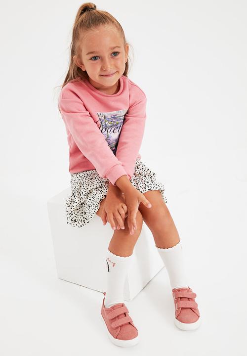 Trendyol - Floral skirt - white & black