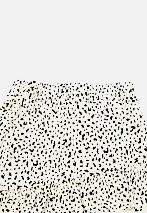 Trendyol - Floral skirt - white & black