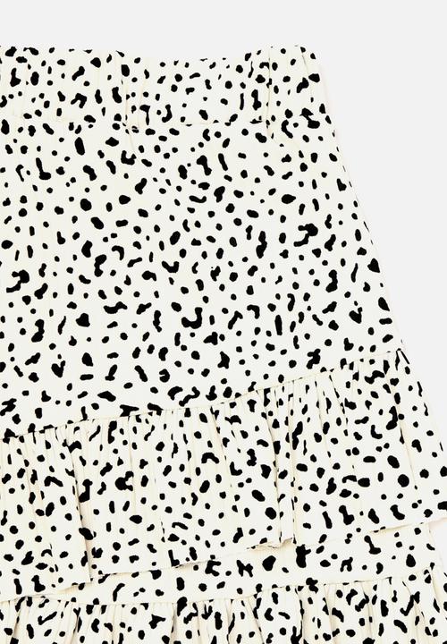 Trendyol - Floral skirt - white & black
