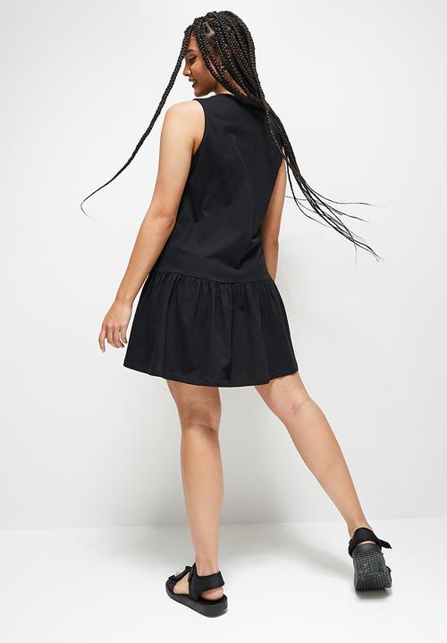 Blake - Sleeveless crop waisted mini dress - black