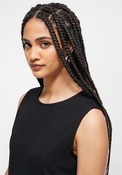 Blake - Sleeveless crop waisted mini dress - black