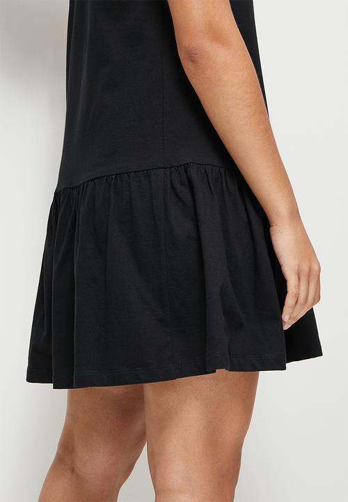 Blake - Sleeveless crop waisted mini dress - black