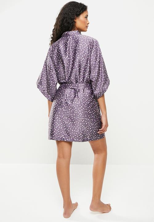 Cotton On - Satin robe - confetti floral