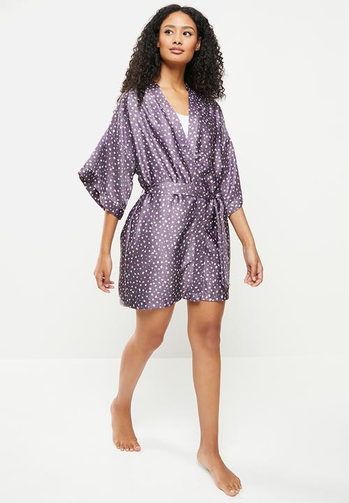 Cotton On - Satin robe - confetti floral